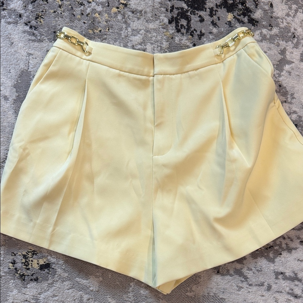 Generation Love Yellow High Waist Shorts with Gold Accents